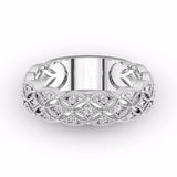 1Ct Round Cut Diamond Milgrain Filigree Vintage Wedding Band 14K White Gold Over