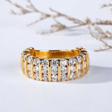 3Ct Round Cut Diamond Elegant Three Row Wedding Band Ring 14K Yellow Gold Finish