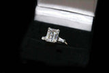 1.6ct Emerald Cut VVS1D Diamond Engagement Ring Trilogy 14k White Gold Finish