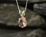 2ct Peach Morganite Pendant Oval Cut Solitaire 14k White Gold Finish NO CHAIN