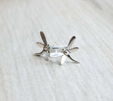 Stud Earrings Dragonfly 14k White Gold Finish