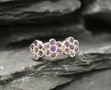 2.6ct Engagement Ring Round Cut Purple Amethyst Floral Design 14k WhiteGold Over