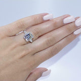 2Ct Emerald Cut Diamond Trilogy Solitaire Engagement Ring 14K White Gold Finish