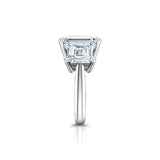 Asscher Accents Trilogy Engagement Ring 2.6ct Emerald Diamond 14k WhiteGold Over