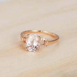 1.7ct Oval Cut Morganite Engagement Ring Split Band Solitaire 14k Rose Gold Over