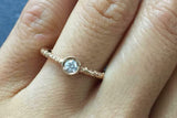 0.7ct Round Cut Diamond Engagement Ring Bezel Set Solitaire 14k Rose Gold Finish