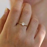 1ct Round Cut Diamond Engagement Ring 14k Yellow Gold Over Pearl Crown Solitaire