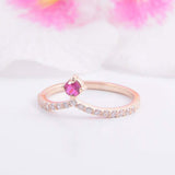 1.2ct Round Cut Pink Ruby Engagement Ring Curved Shape 14k Rose Gold Finish