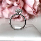 1ct Round Cut Moissanite Heart Shape Halo Engagement Ring 14k White Gold Plated