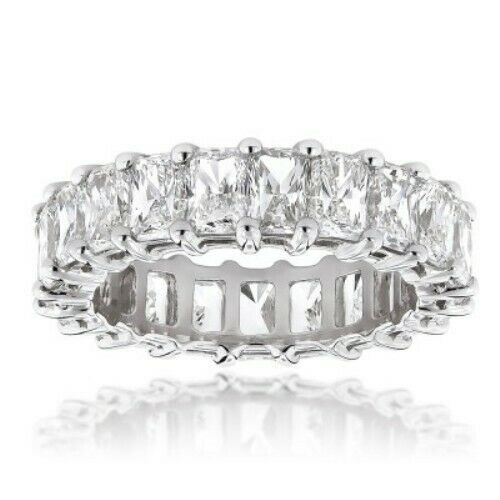 5Ct Radiant Cut VVS1/D Diamond Full Eternity Wedding Band 14K White Gold Finish