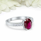 1.2ct Oval Pink Ruby Engagement Ring Diamond Accent Solitaire 14k WhiteGold Over