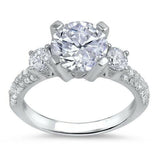 3.3Ct Round Cut Diamond Accents Trilogy Engagement Ring 14K White Gold Finish