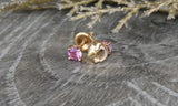 0.5ct Mini Round Cut Pink Sapphire Screw Back Stud Earrings 14k Rose Gold Finish