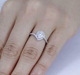 1.5ct Pear Cut Diamond Engagement Ring Swirl Halo Solitaire 14k WhiteGold Finish