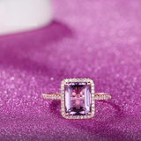 1.5ct Emerald Cut Purple Amethyst Solitaire Engagement Ring 14k Rose Gold Finish