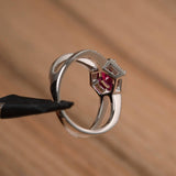 1.4ct Round Cut Pink Ruby Halo Split Shank Engagement Ring 14k White Gold Finish