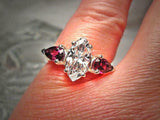 2.2ct Marquise Cut Diamond Trilogy Ring 14k White Gold Finish Ruby Pear Accents