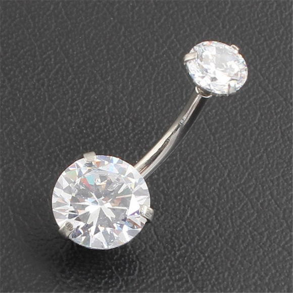 1.5Ct Round Cut Diamond Navel Belly Button Barbell Ring 14k White Gold Finish