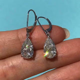 5Ct Pear Cut Diamond Solitaire Tear Drop Earrings Women 14K White Gold Finish