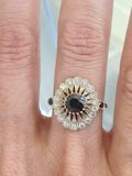 3ct Round Black Diamond Vintage Inspired Halo Milgrain Ring 14k Dual Gold Finish