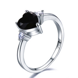 1ct Heart Black Diamond Engagement Ring 14k White Gold Finish Trilogy Solitaire