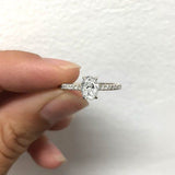 1.5ct Oval Cut Diamond Accent Solitaire Engagement Ring 14k White Gold Finish