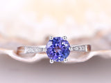 1.3ct Round Cut Blue Tanzanite Solitaire Engagement Ring 14k White Gold Finish