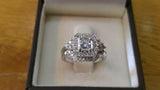 3Ct Princess Cut Diamond Bridal Set Vintage Halo Ring Band 14K White Gold Finish