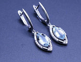 2ct Marquise Cut Blue Aquamarine Stylish Tear Drop Earrings 14k WhiteGold Finish