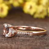 1ct Round Cut Morganite Trilogy Engagement Ring 14k RoseGold Finish Round Accent