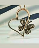 0.25ct Round Moissanite Heart Shape Butterfly Pendant 14k Gold Plated NO CHAIN