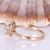 1.2ct Heart Cut Peach Morganite Halo Promise Engagement Ring 14k RoseGold Finish