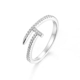 1ct Round Cut Diamond Engagement Ring Nail Bypass Design 14k White Gold Finish