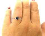 1ct Engagement Ring Oval Cut Blue Sapphire Three Stone 14k White Gold Finish