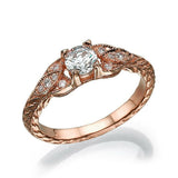 1.5ct Round Diamond Vintage Inspired Solitaire Accent Ring 14k Rose Gold Finish