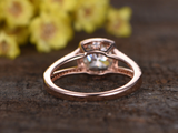 1.3ct Cushion Cut Diamond Engagement Ring 14k Rose Gold Finish Halo Split Shank