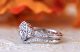 Art Deco Bridal Set Engagement Ring 2ct Round Cut Diamond 14k White Gold Finish