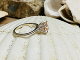 1.5ct Engagement Ring Round Cut Peach Morganite Solitaire 14k White Gold Finish