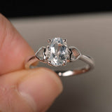 Promise Solitaire Engagement Ring 1ct Oval Cut Diamond 14k White Gold Finish