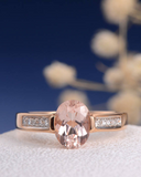 2ct Oval Cut Peach Morganite Engagement Ring Accents Solitaire 14k RoseGold Over