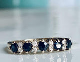 3ct Round Cut Blue Sapphire Diamond Petite Half Eternity Band 14k WhiteGold Over