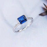 1.5ct Emerald Cut Blue Sapphire Accent with Solitaire Ring 14k White Gold Finish