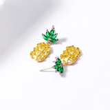 3Ct Princess Cut Yellow Sapphire Pineapple Drop Earrings 14K Dual Tone Finish