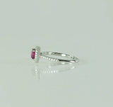 1ct Round Cut Pink Sapphire Engagement Ring 14k White Gold Finish Halo Solitaire