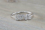 1.5ct Round Cut Diamond Love Heart Band Engagement Ring 14k White Gold Finish