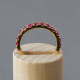 2.45ct Wedding Band Round Cut Pink Ruby Full Eternity 14k Yellow Gold Finish