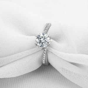 1.5ct Round Cut Diamond Engagement Ring Twist Solitaire 14k White Gold Finish