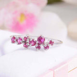 1.5ct Round Cut Pink Ruby Engagement Ring Promise Cluster 14k White Gold Finish