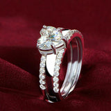 2Ct Heart Cut Diamond Solitaire Engagement Ring 14K White Gold Over Round Accent