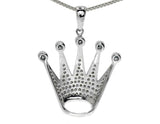 0.25ct Round Cut VVS1D Diamond Pendant Crown 14k White Gold Finish NO CHAIN